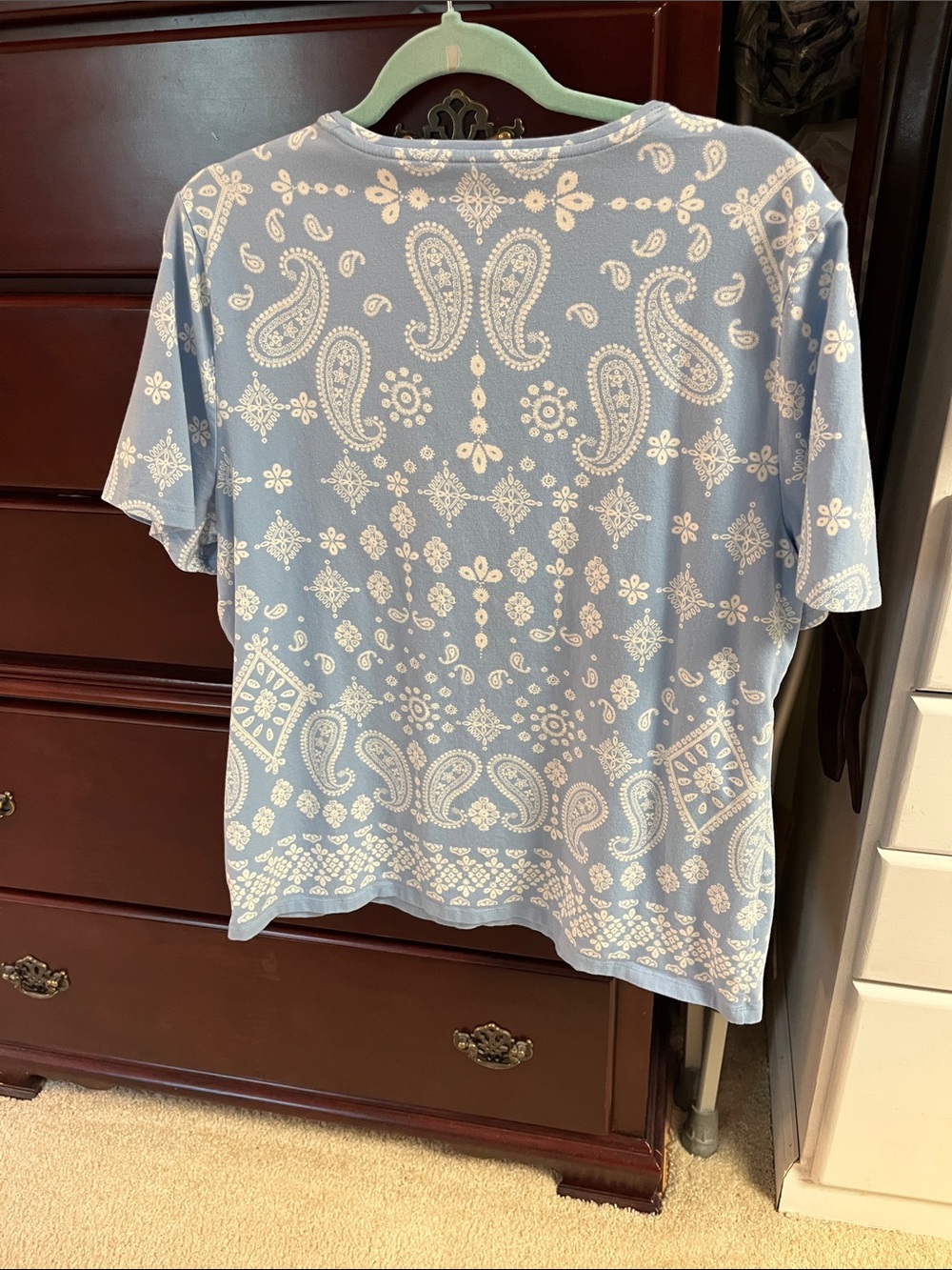 Talbots Light Blue Paisley & Floral Short Sleeve Tee - Picture 4 of 6
